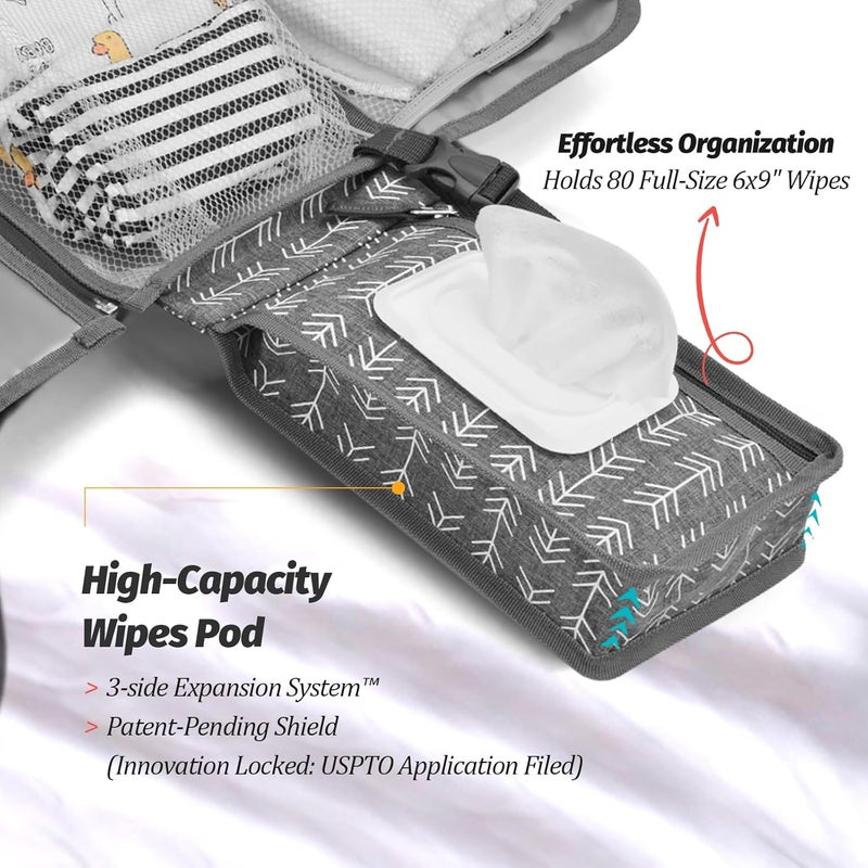 PZU Portable Diaper Changing Pad - Changing Pad Portable with Wipes Pocket, Waterproof Diaper Changing Mat, Portable Changing Pad for Baby, Newborn Gift (Grey Arrows) - Image 5
